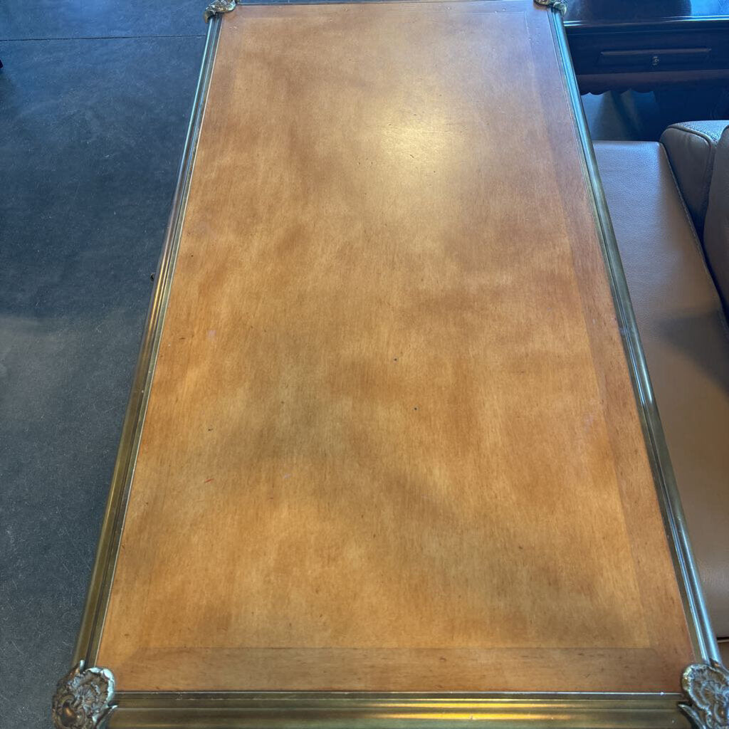 Louis XV Style Antique Desk W/ Brass Accents-46.5X24X30.5H