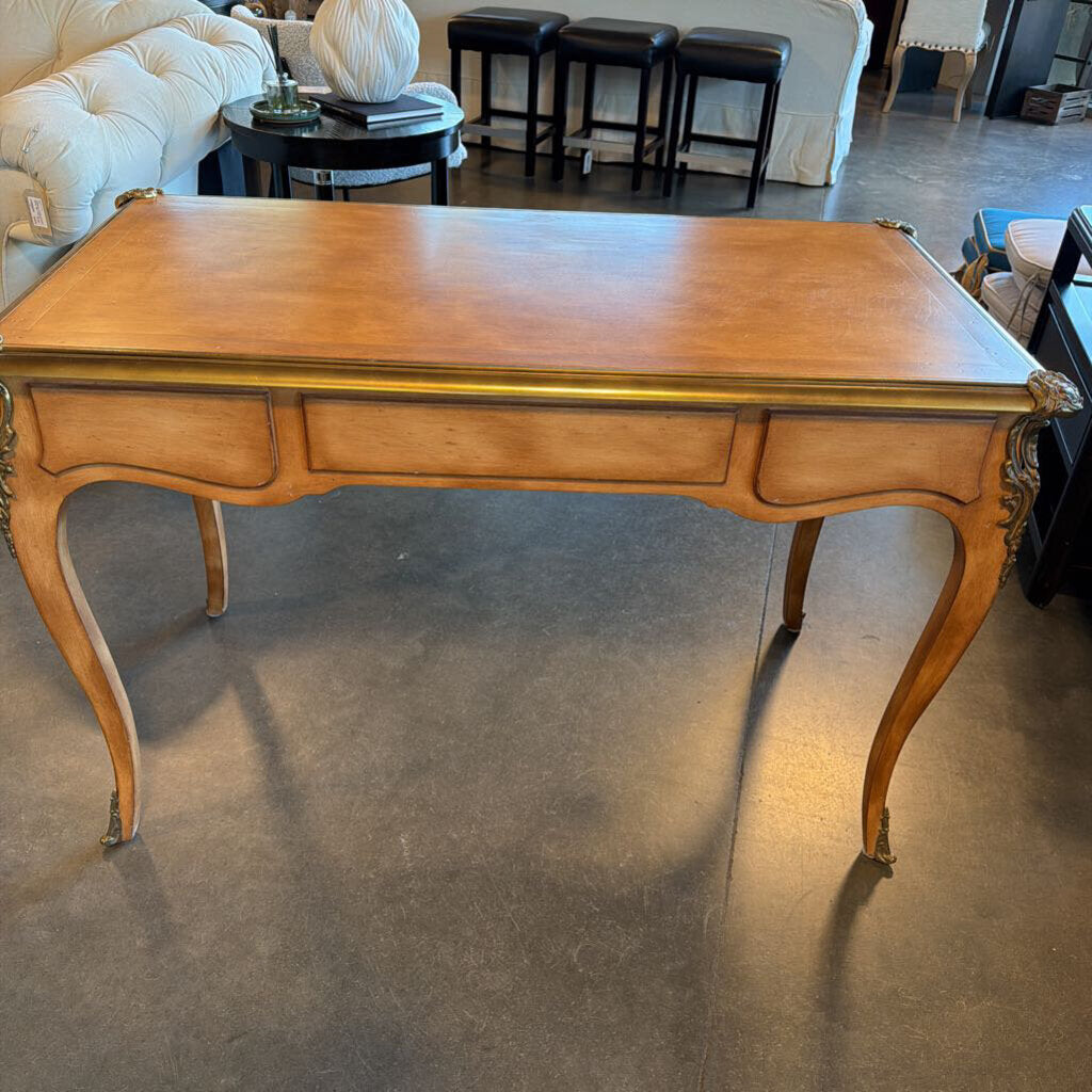 Louis XV Style Antique Desk W/ Brass Accents-46.5X24X30.5H