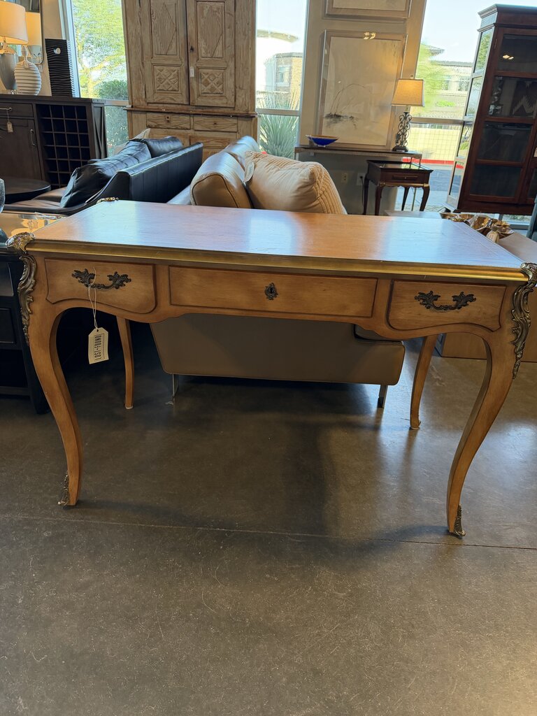Louis XV Style Antique Desk W/ Brass Accents-46.5X24X30.5H