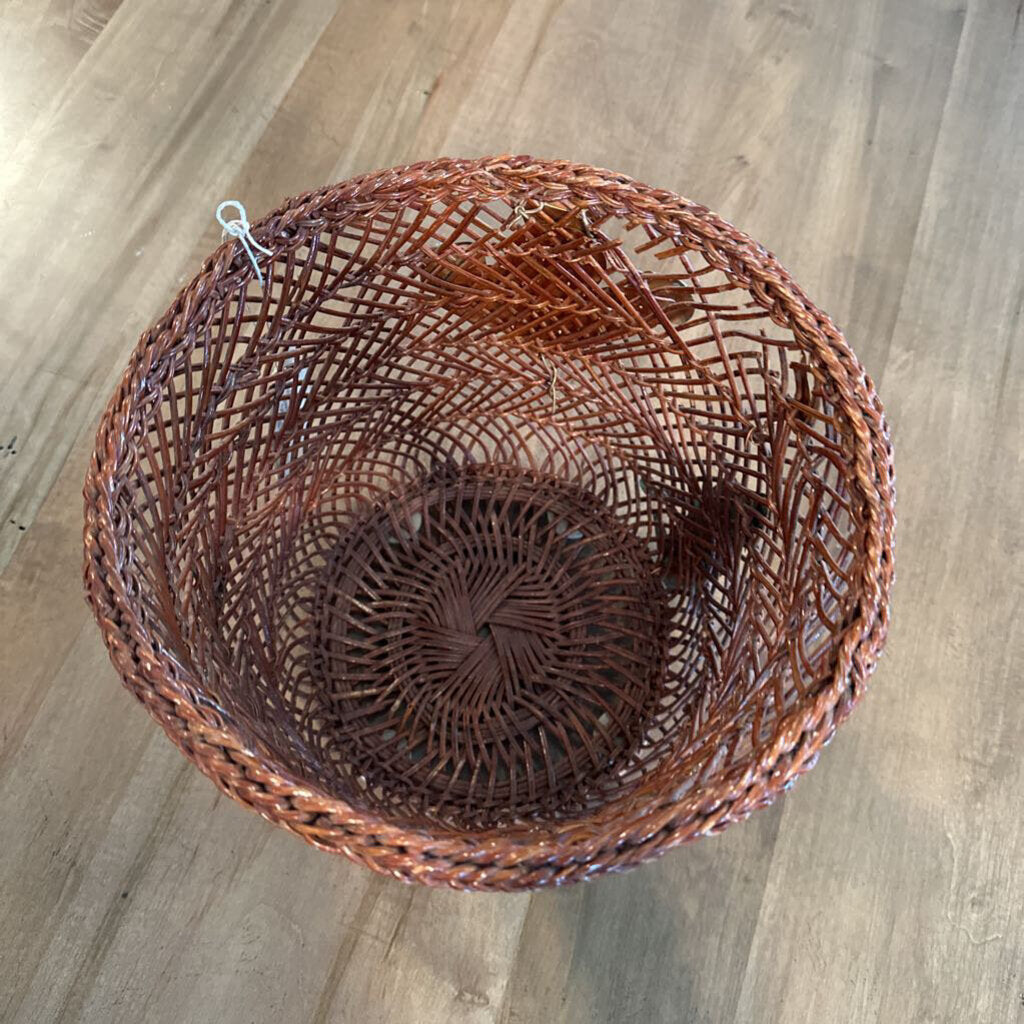 Wicker Basket W/ Copper & Turquoise Detailing - 9.5X9 - AS IS