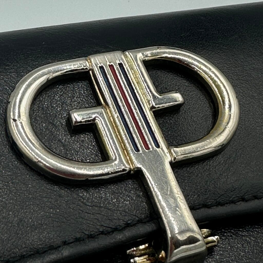 Vintage 1970s Gucci Black Leather Continental Wallet Enamel Interlocking G