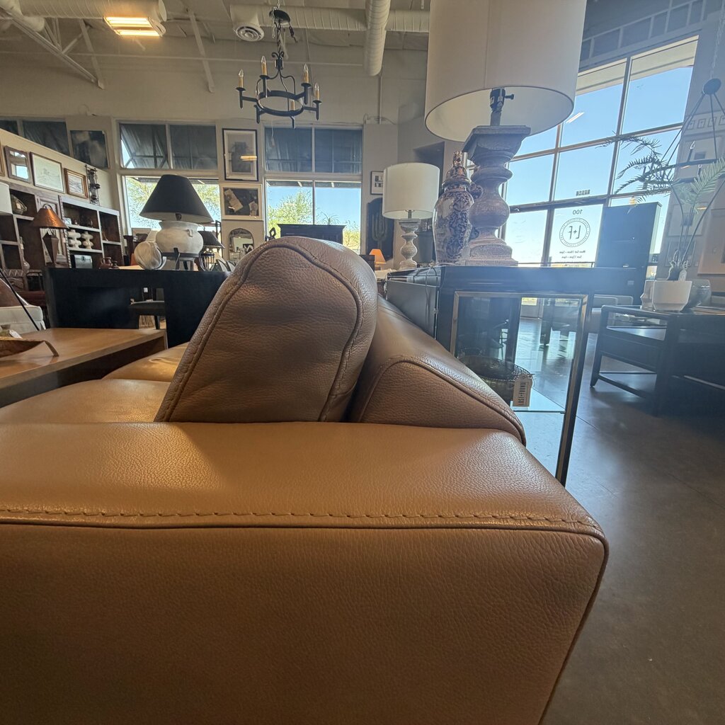 Gamma Arredamenti Italian Taupe Leather 2 Piece Sofa-134X39X33H