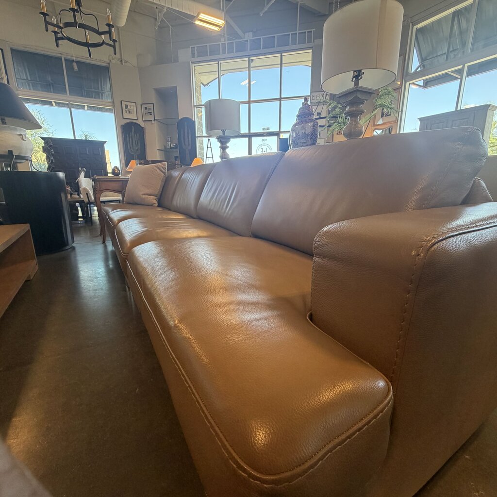 Gamma Arredamenti Italian Taupe Leather 2 Piece Sofa-134X39X33H