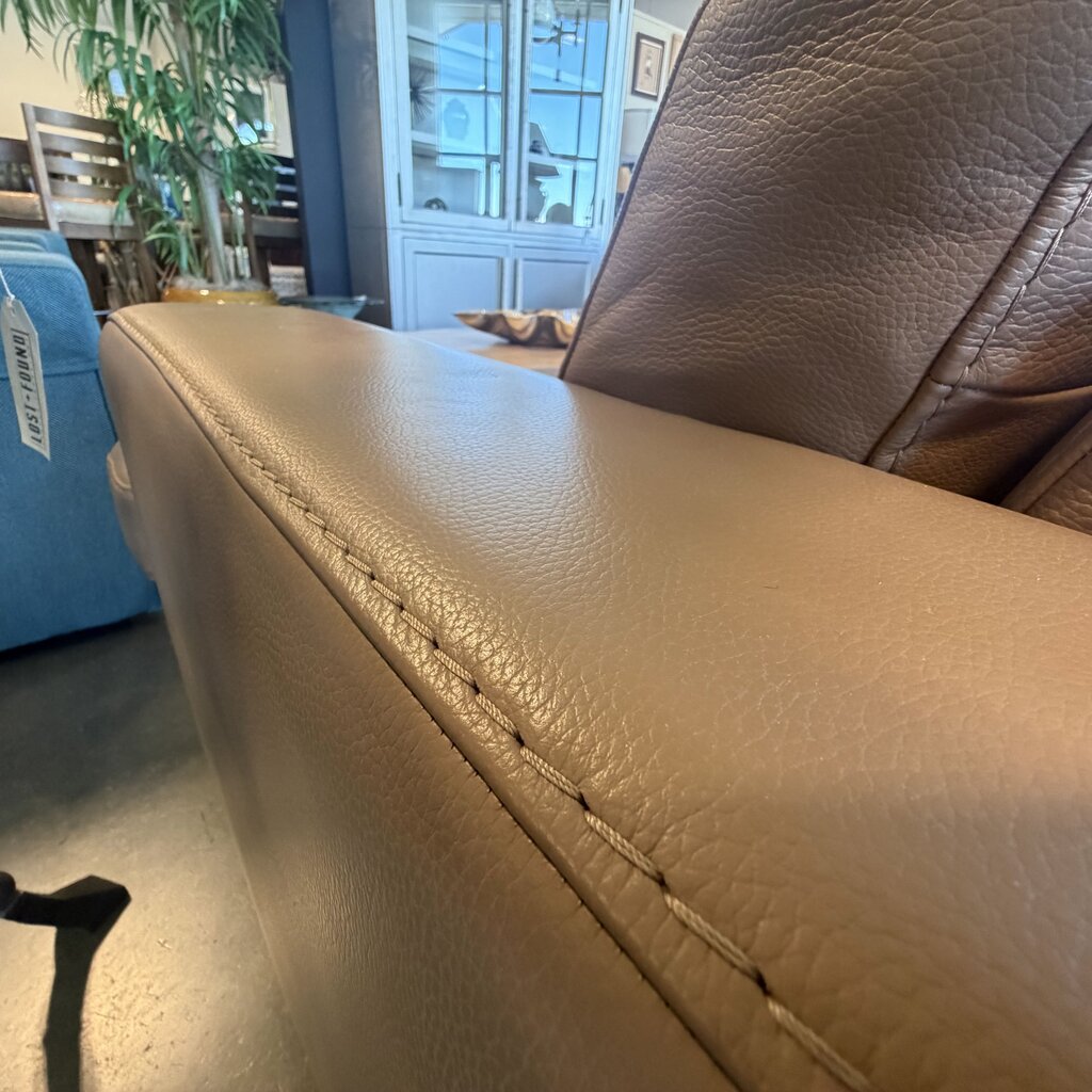 Gamma Arredamenti Italian Taupe Leather 2 Piece Sofa-134X39X33H