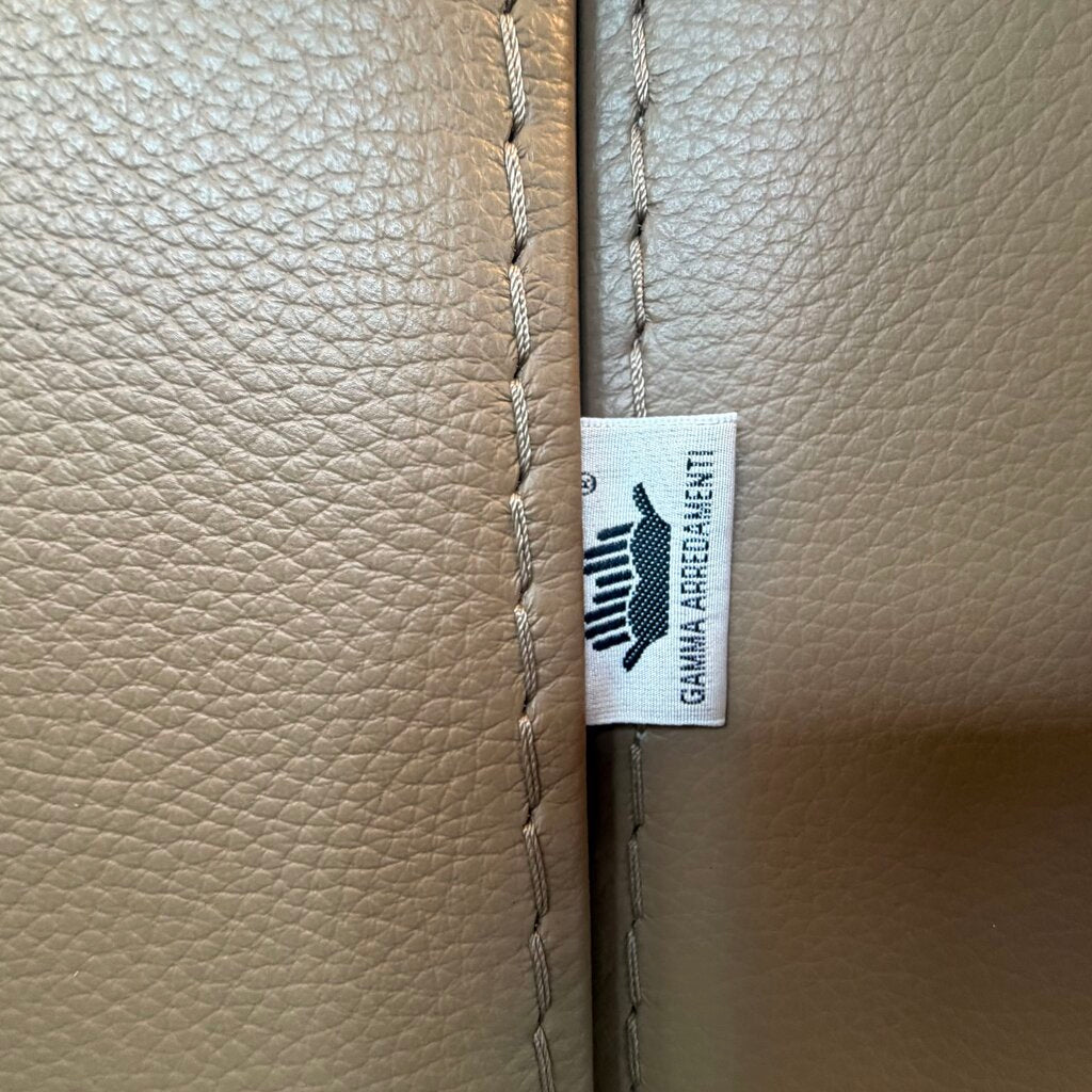 Gamma Arredamenti Italian Taupe Leather 2 Piece Sofa-134X39X33H