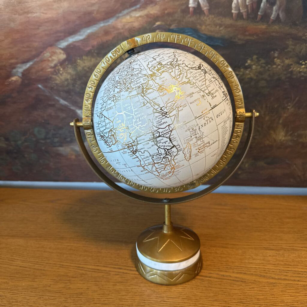 Cream & Gold Decorative Globe- 11X8X14H