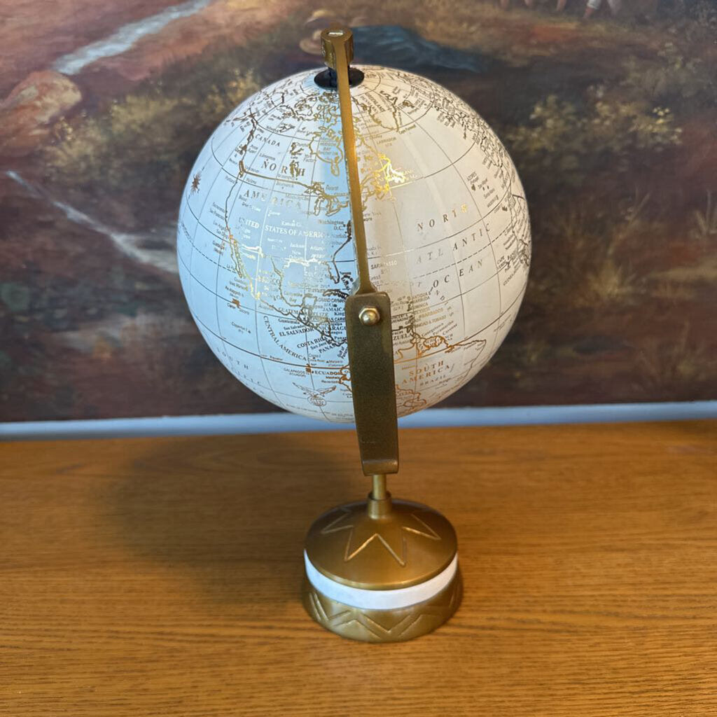 Cream & Gold Decorative Globe- 11X8X14H