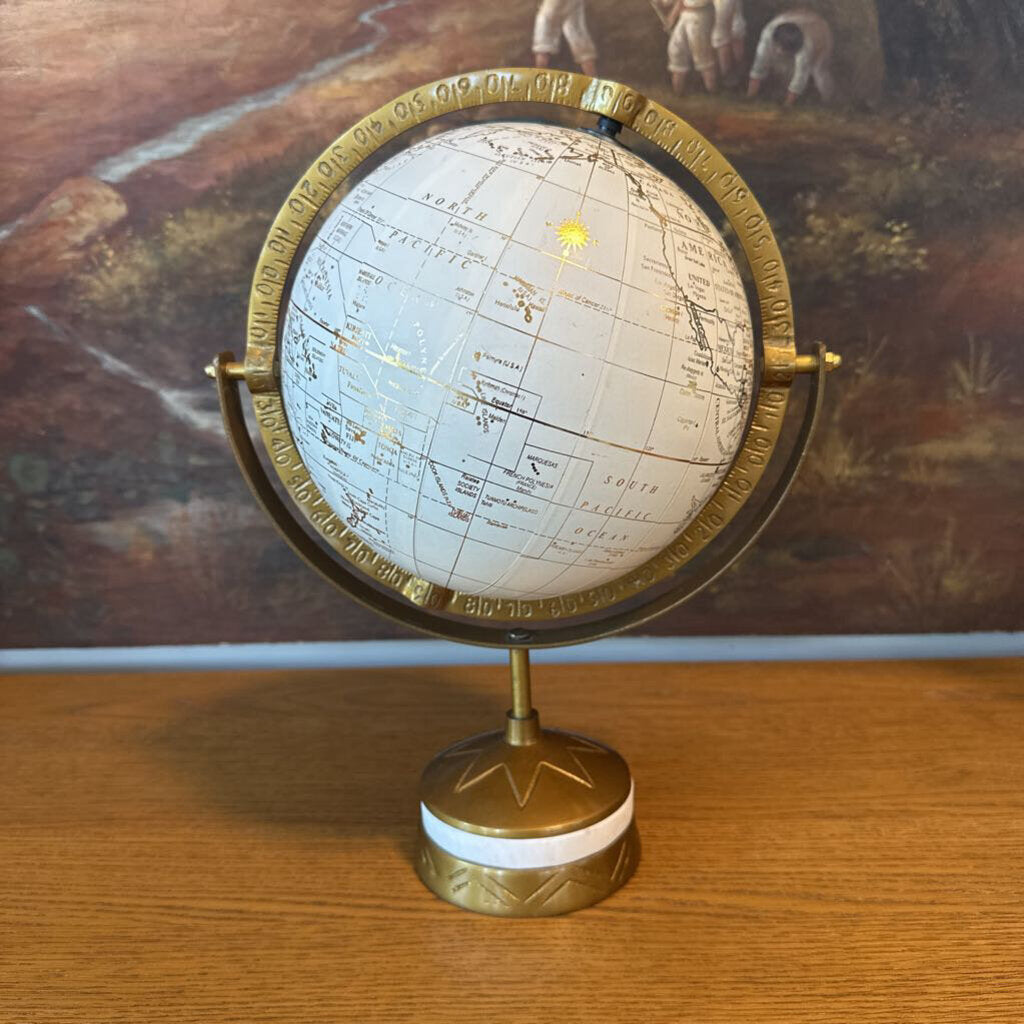 Cream & Gold Decorative Globe- 11X8X14H