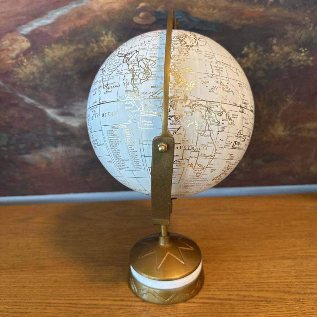 Cream & Gold Decorative Globe- 11X8X14H