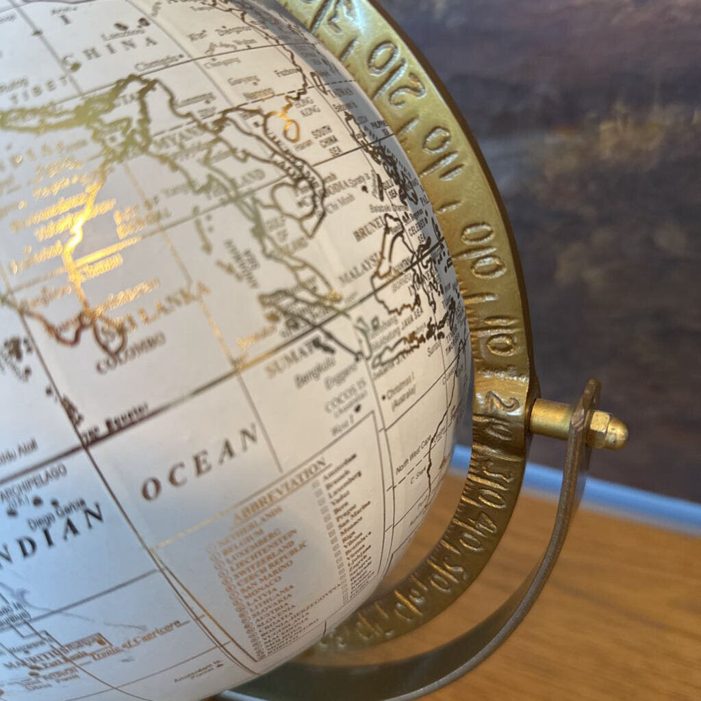 Cream & Gold Decorative Globe- 11X8X14H