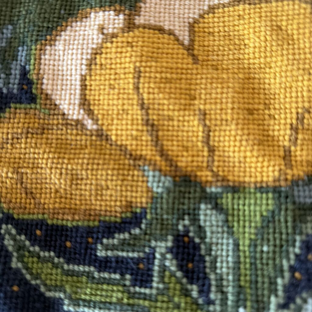 Raymond Honeyman Buttercups Needlepoint Pillow- 17.5X17.5