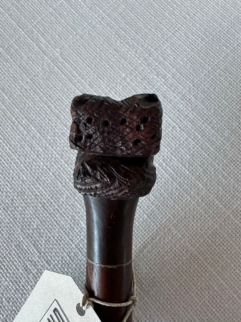 Hand Carved Hippo Head Cane W/ Bone- 2.75X36H