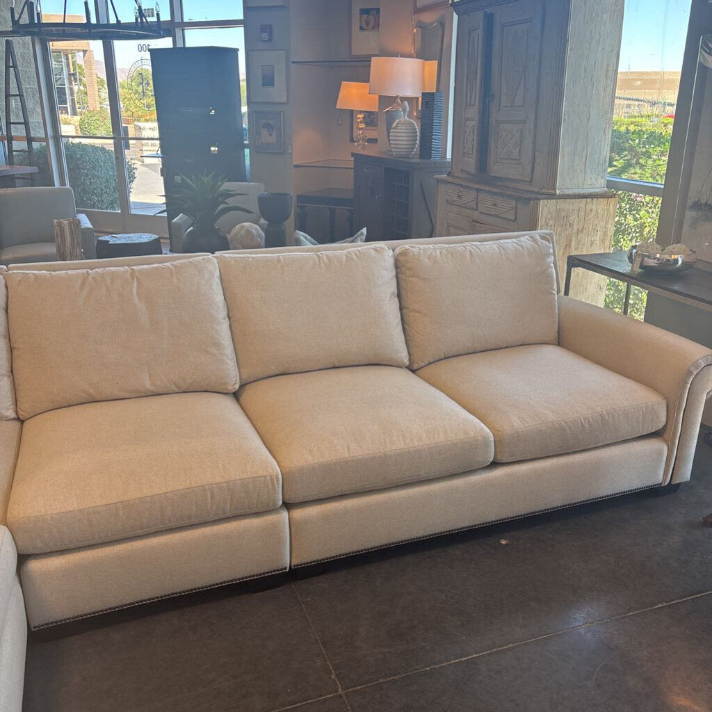 Bernhardt Cream Sectional W/ Nailhead- 143X112X36H- AS IS