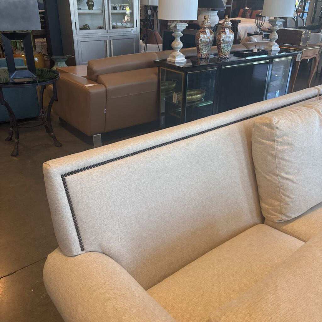 Bernhardt Cream Sectional W/ Nailhead- 143X112X36H- AS IS