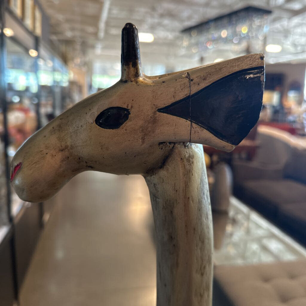 Tall Carved Wood Giraffe Sculpture - 6X9X59H - AS IS