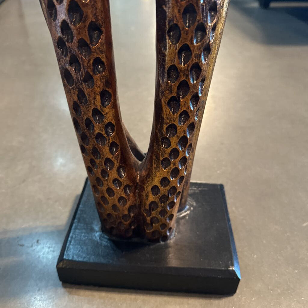 Tall Carved Wood Giraffe Sculpture - 6X9X59H - AS IS