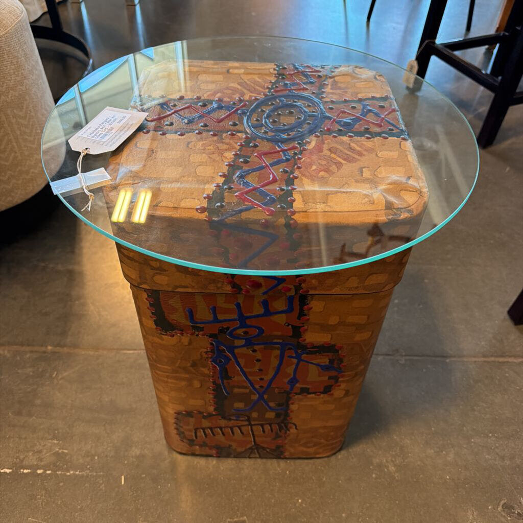 C.Huckeba Pangwu -Bighorn #44 Table W/ Glass Top - 18X20H