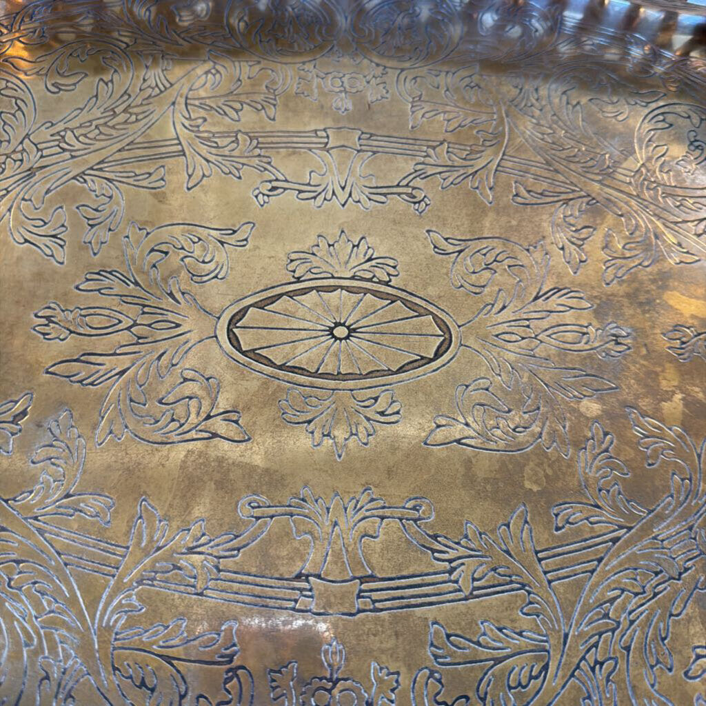 Vintage Ornate "Silver" Tray W/ Handles- 21.5X13X3.5H