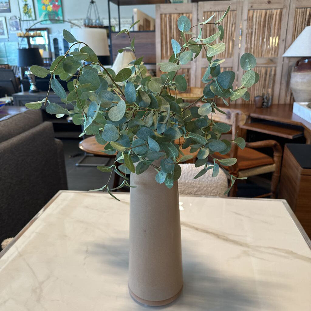 Light Brown Vase W/ Faux Eucalyptus- 6X6X27H
