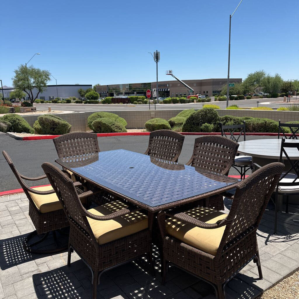 Lloyd Flander Wicker 7 Piece Rectangular Dining Set - 84X42X29
