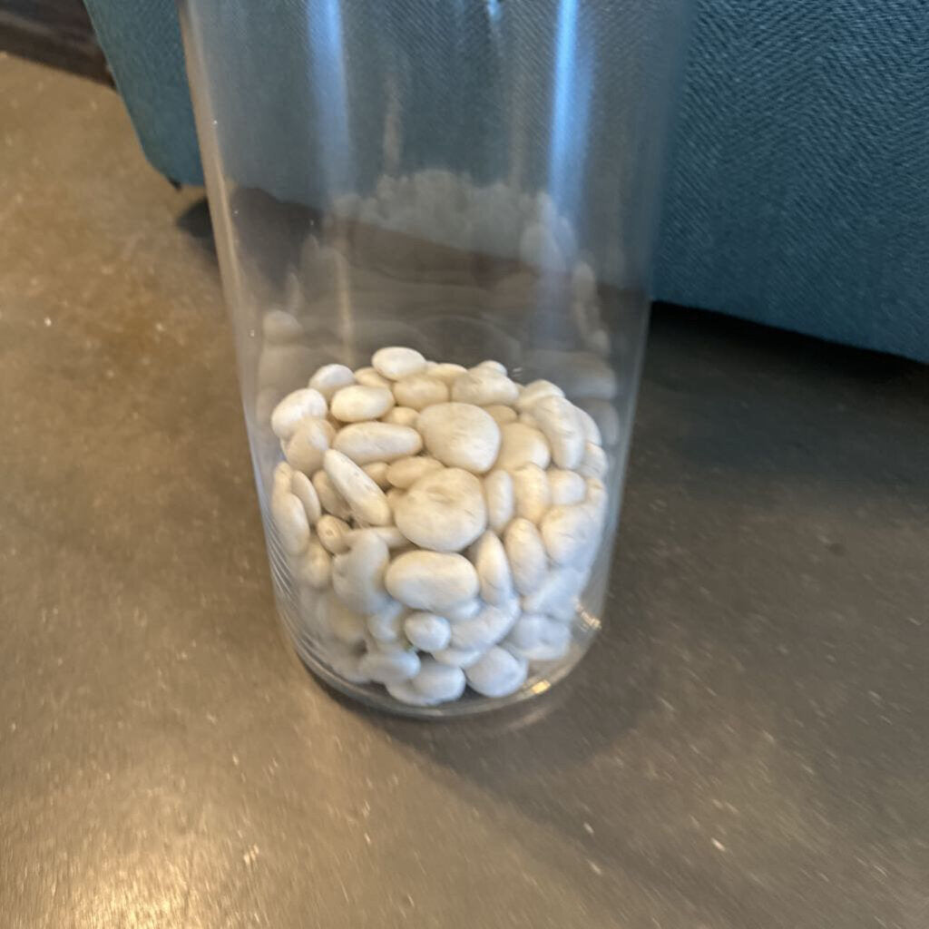 Glass Vase W/ White Pebbles - 5X23.5