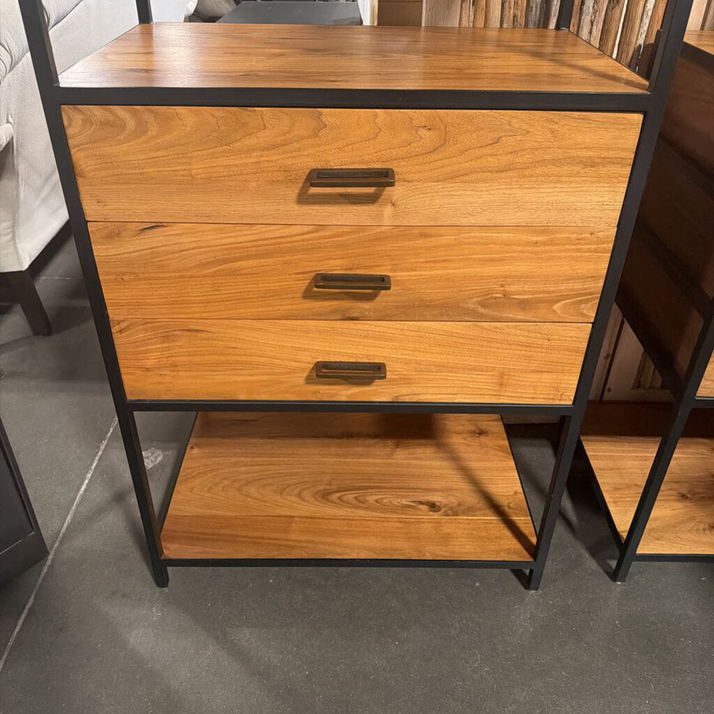 Crate & Barrel Knox Black Trim & Walnut Tall Storage Bookshelf- 28X18X78H