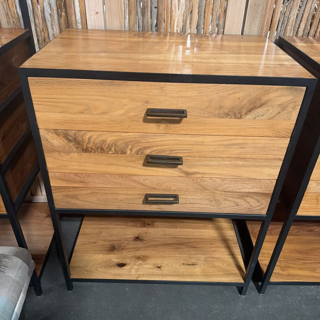 Crate & Barrel Knox Black Trim & Walnut Low Storage Bookshelf- 28X18X35H