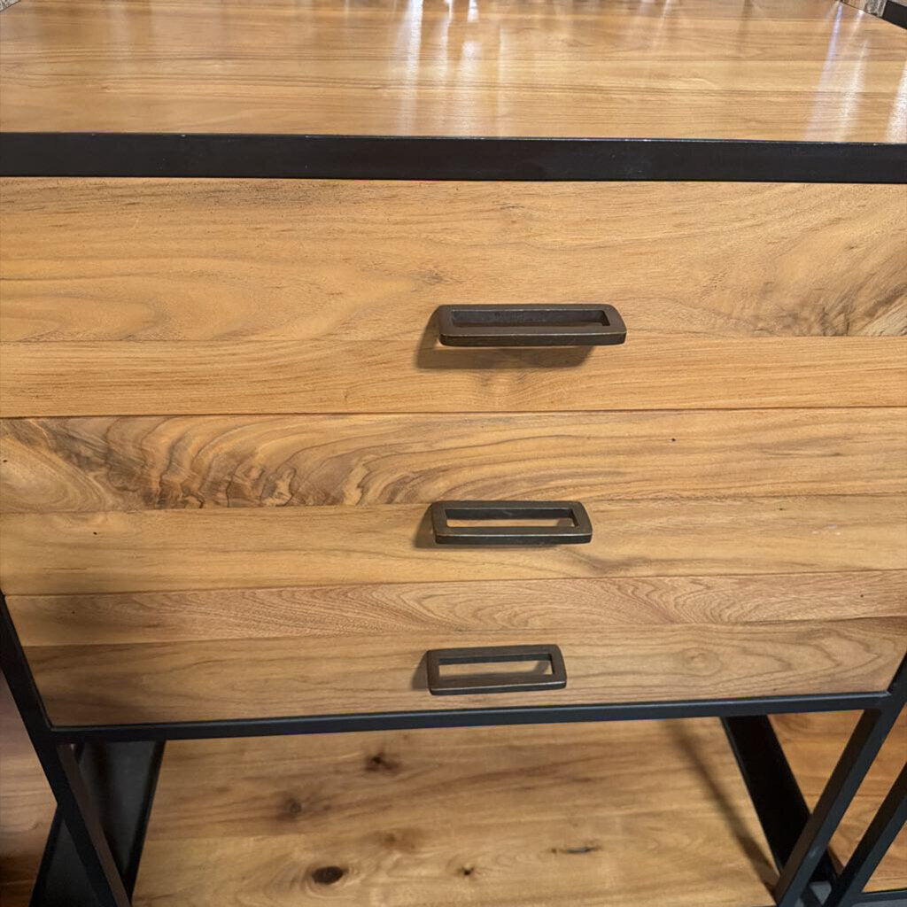 Crate & Barrel Knox Black Trim & Walnut Low Storage Bookshelf- 28X18X35H
