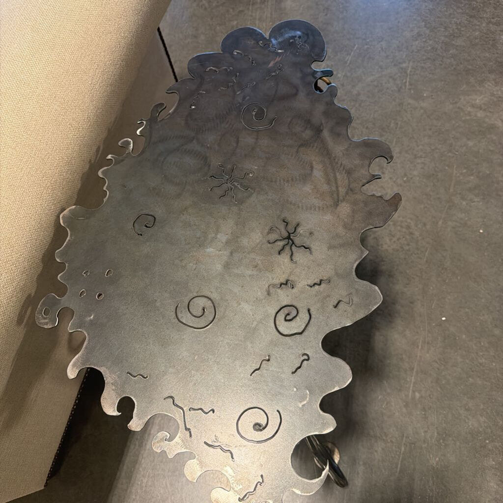 Black & Silver Metal Abstract Side Table- 25.5X16X21H