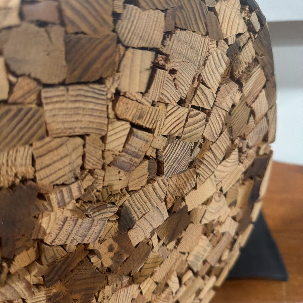 Crate & Barrel Reclaimed Wood Sculpture On Stand- 12X4.5X16H