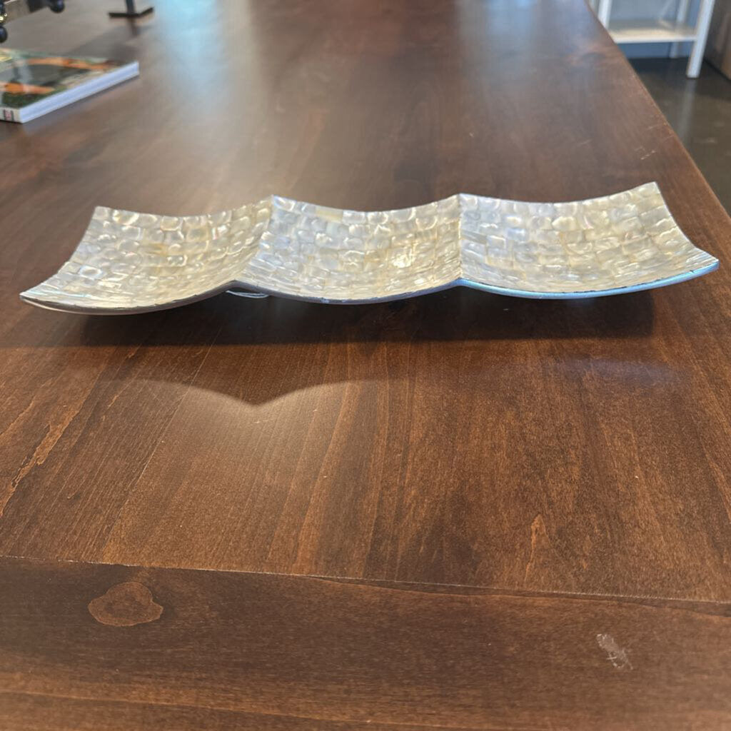 Manorism Mother Of Pearl & Pewter Tray- 5X15.5X1H