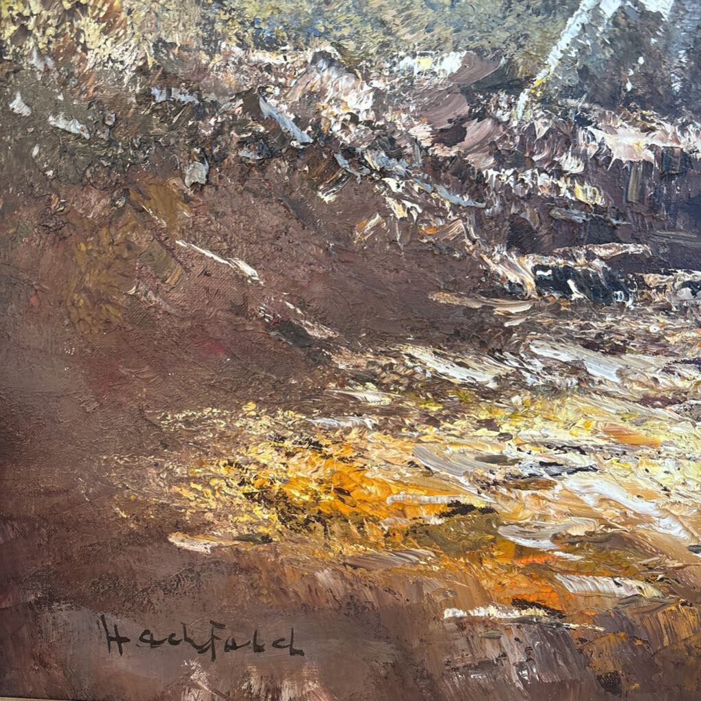 Original Vintage Framed Oil Painting By C. Hachfeld - 45X41H