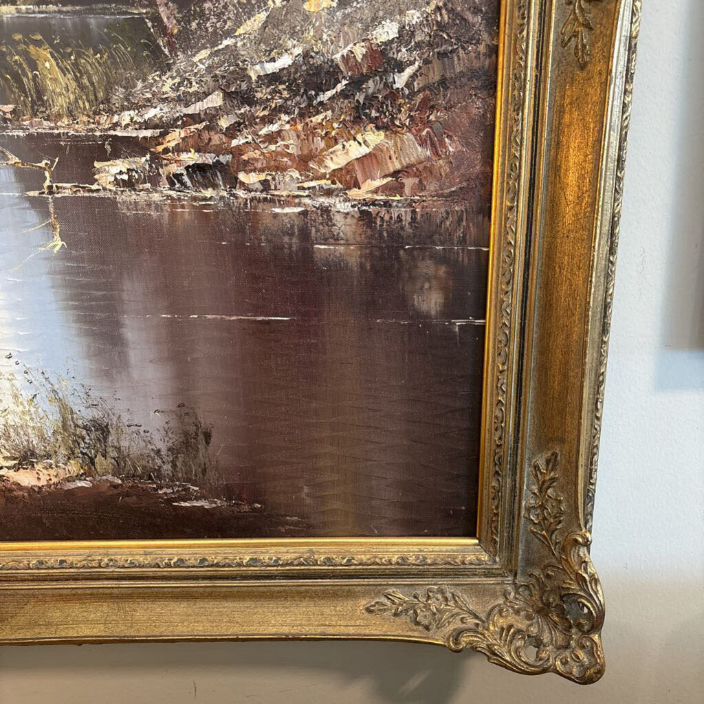Original Vintage Framed Oil Painting By C. Hachfeld - 45X41H
