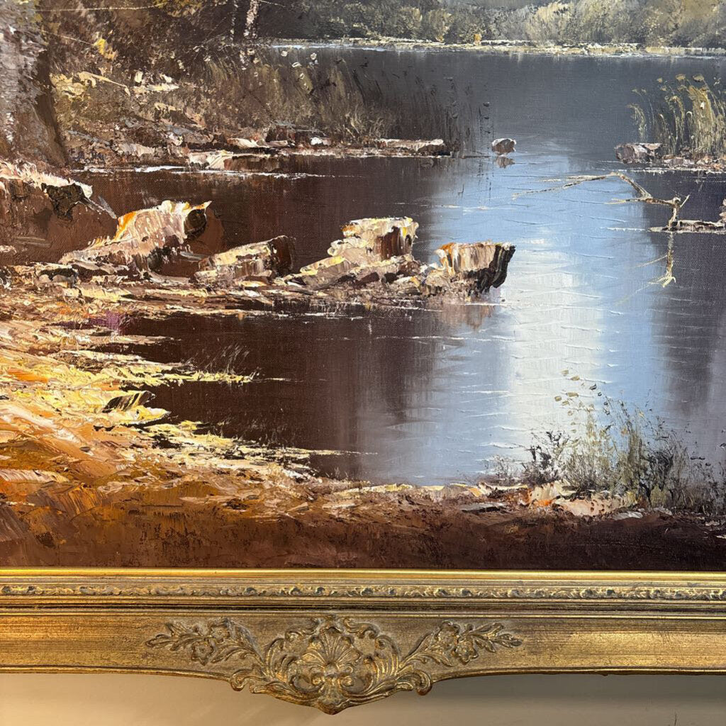 Original Vintage Framed Oil Painting By C. Hachfeld - 45X41H