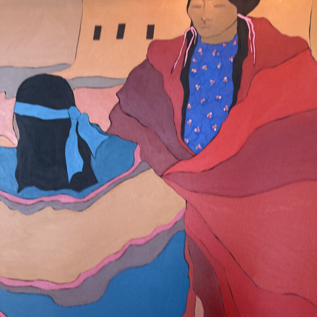 Original Native American Women W/ Basket Art By Sally Anderson- 65X65.5H