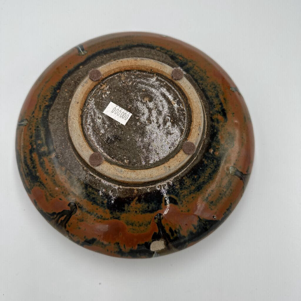 Brown & Green Glazed Bowl- 8X2.5