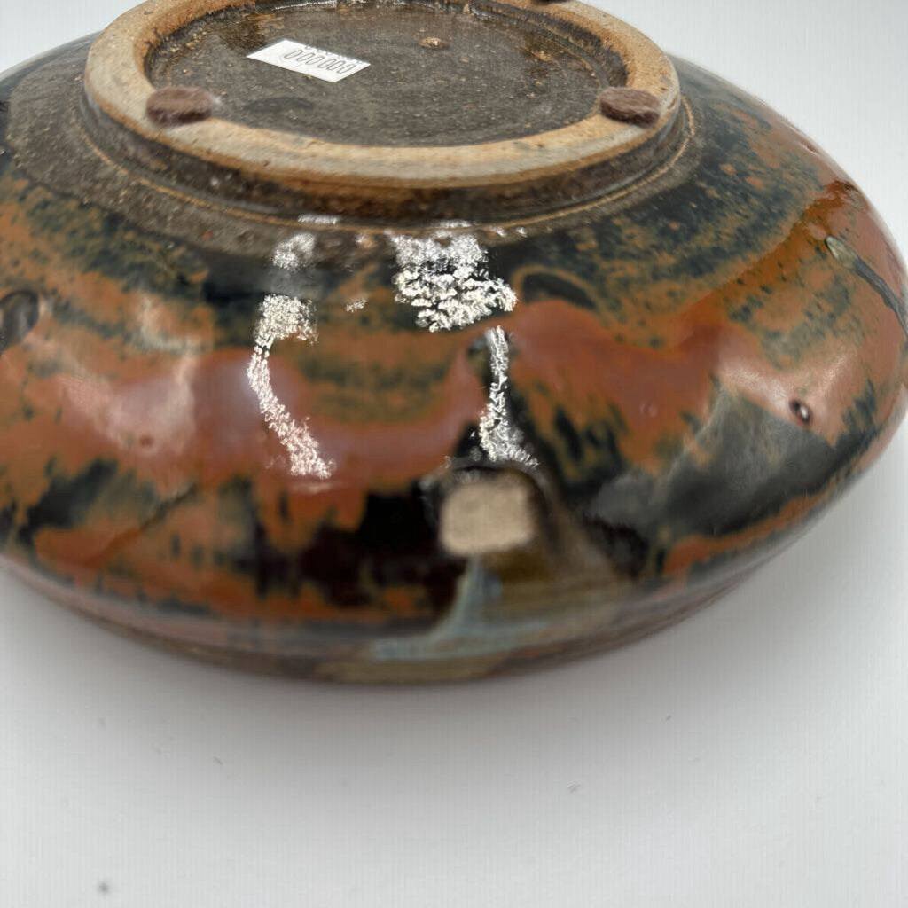 Brown & Green Glazed Bowl- 8X2.5