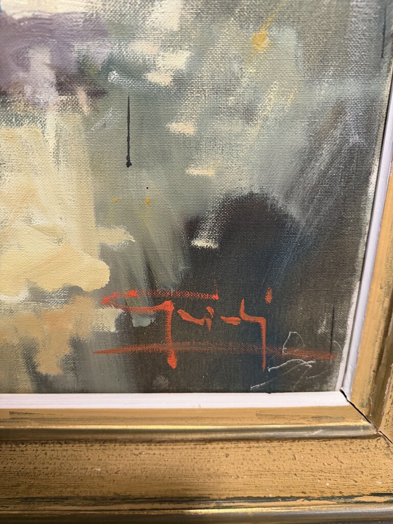 Vintage Signed Still Life Art In Vintage Gold Frame- 46X34H- AS IS