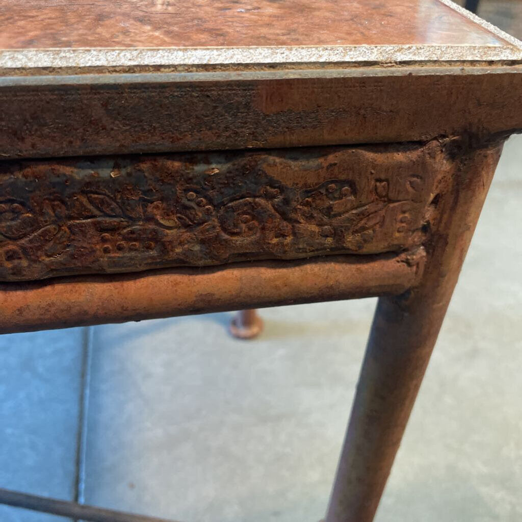 Rusted Iron Bench W/ Tiles - 37X18X35H