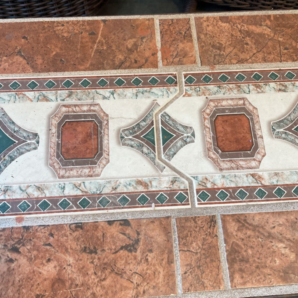 Rusted Iron Bench W/ Tiles - 37X18X35H