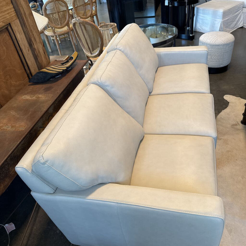 Stationary Solutions Beige Leather Sofa- 76X36X32H