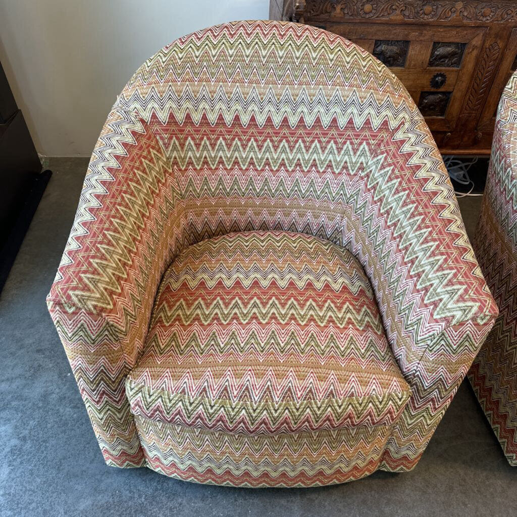 Rene Cazares Chevron Swivel Chairs - Pair