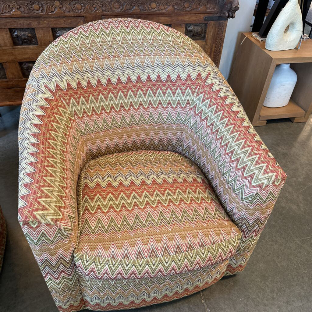 Rene Cazares Chevron Swivel Chairs - Pair