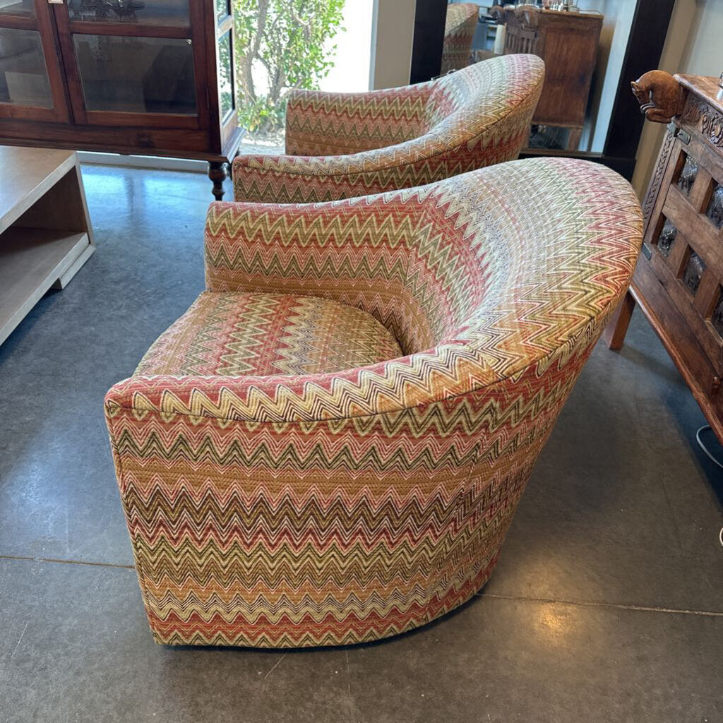 Rene Cazares Chevron Swivel Chairs - Pair