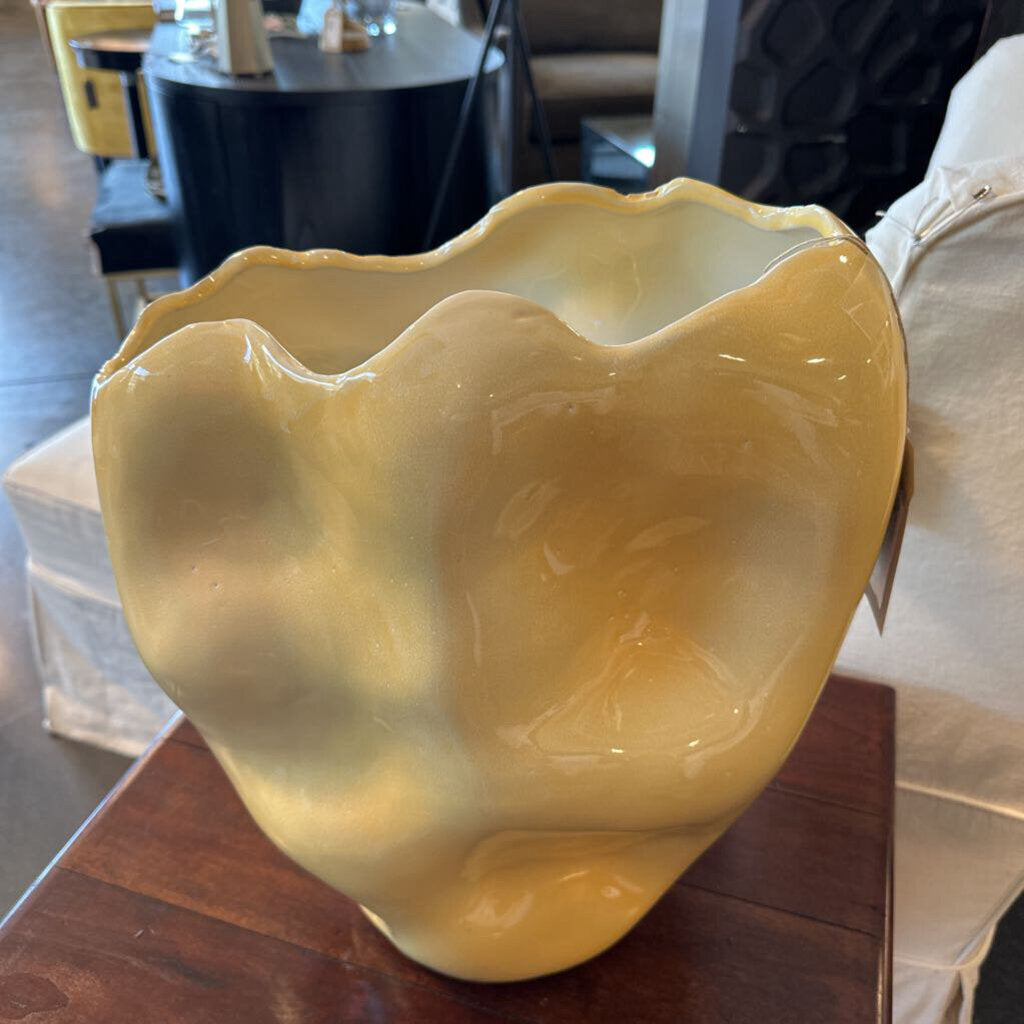 Contemporary Yellow Vase - 14X8X16