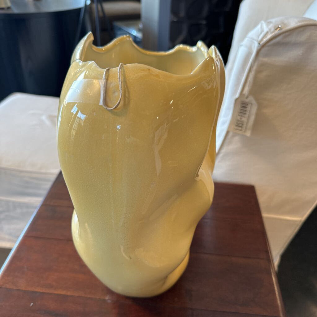 Contemporary Yellow Vase - 14X8X16