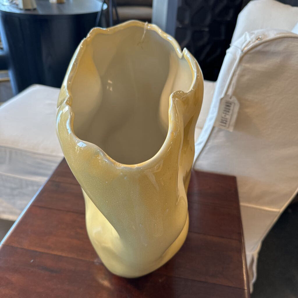 Contemporary Yellow Vase - 14X8X16