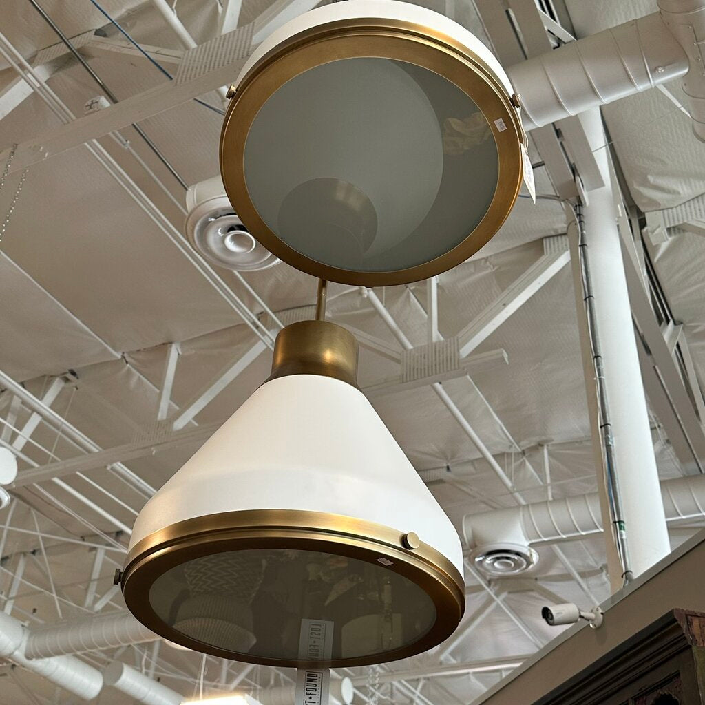 Drew Medium Matte White & Aged Brass Pendant - 19X18 - Pair