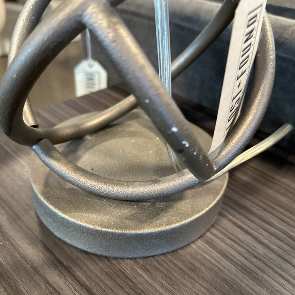 Metal Geometric Lamp W/ White Linen Shade - 11X25 - AS IS
