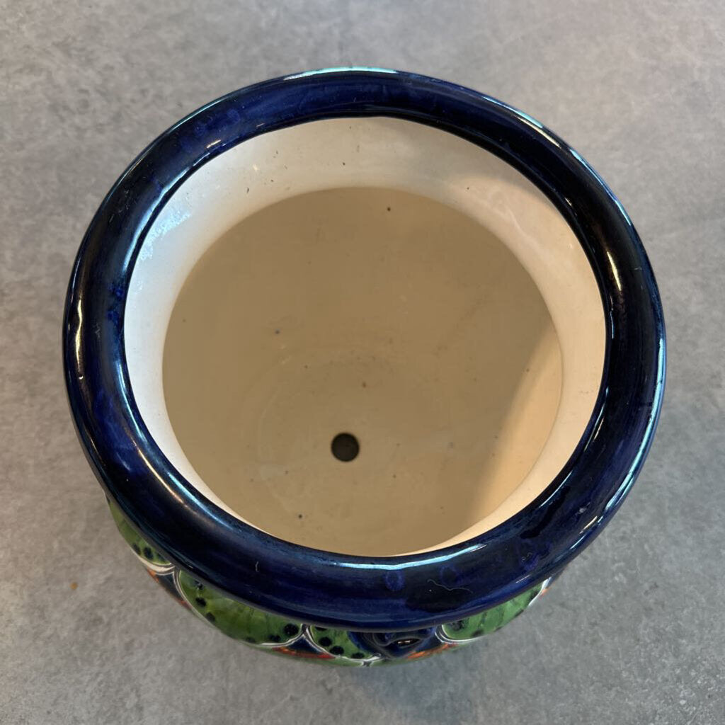 Green Peacock Talavera Pot - 11.5X10H
